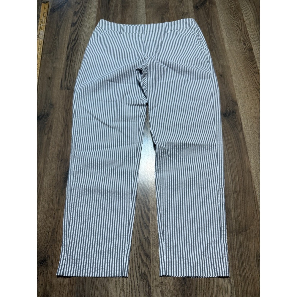 Merona Pants, Women's Size 8, Grey White Striped, Flat Front, Classic Pants